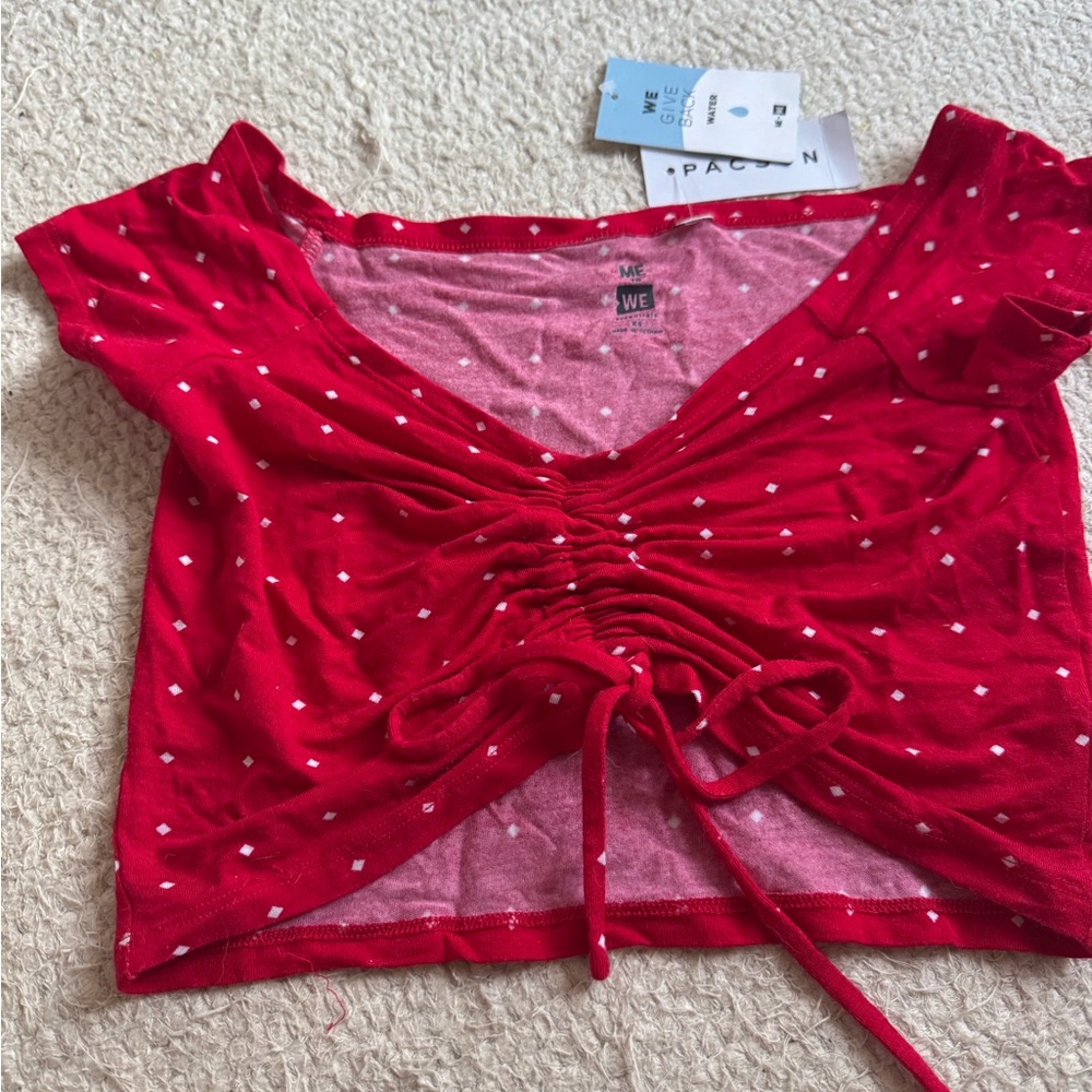 PacSun Red Ruched Crop Top